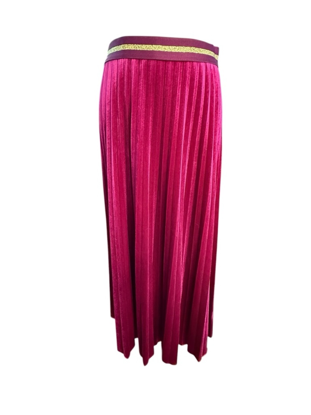 Maeve x Anthropologie Magenta Pleated Velvet Midi Skirt SZ S ONLINE EXCLUSIVE!